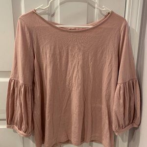 Loft Ruffled Quarter Length Sleeve Blouse Pink